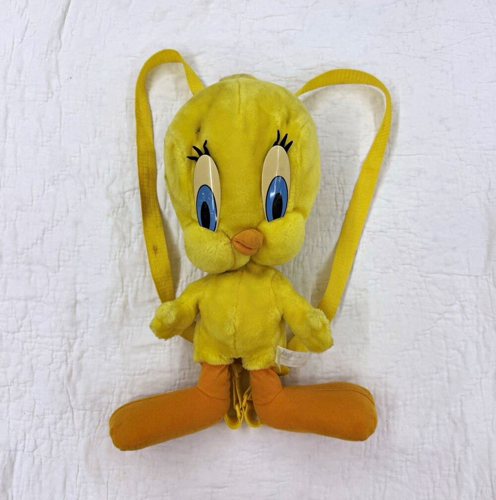 Vintage 90’s Tweety Bird Plush Small Mini Backpack Zip Adjustable Yellow